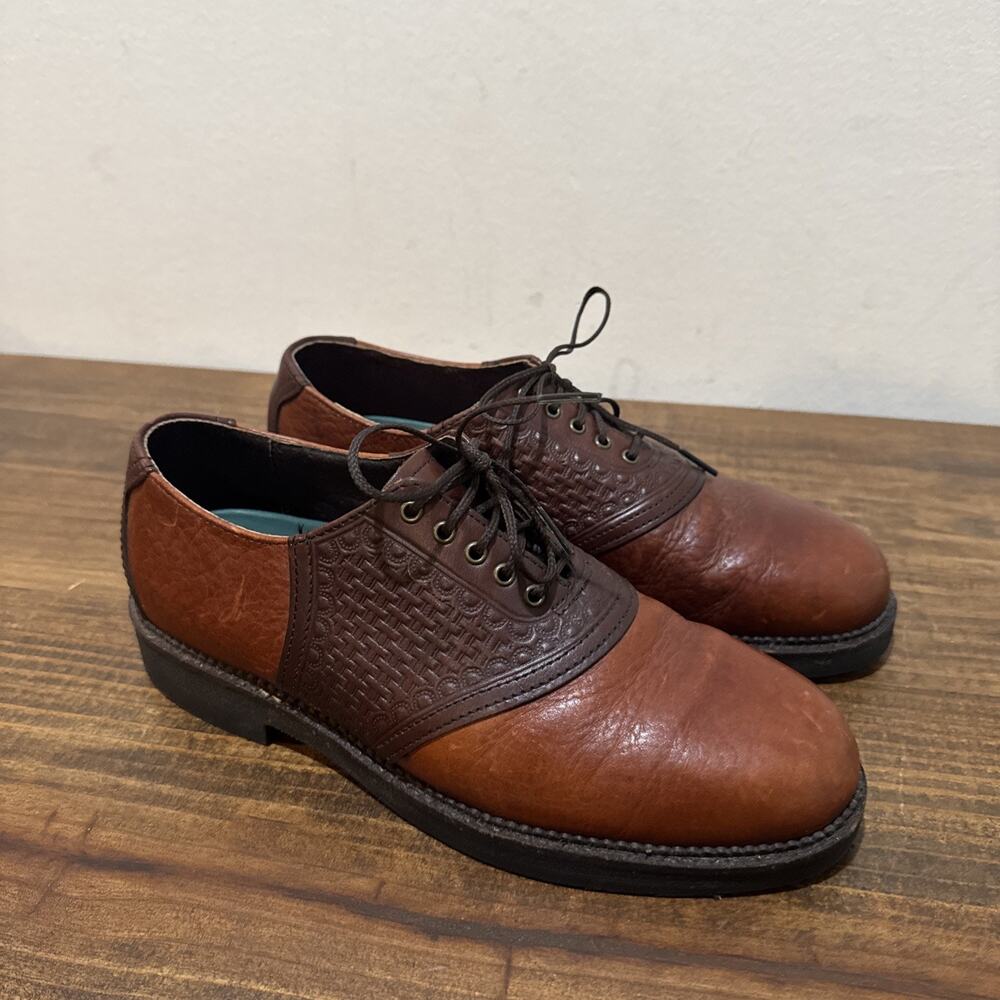 Men's HS TRASK Bison Leather Saddle Oxford Sz 8.5 M Shoe USA 4065